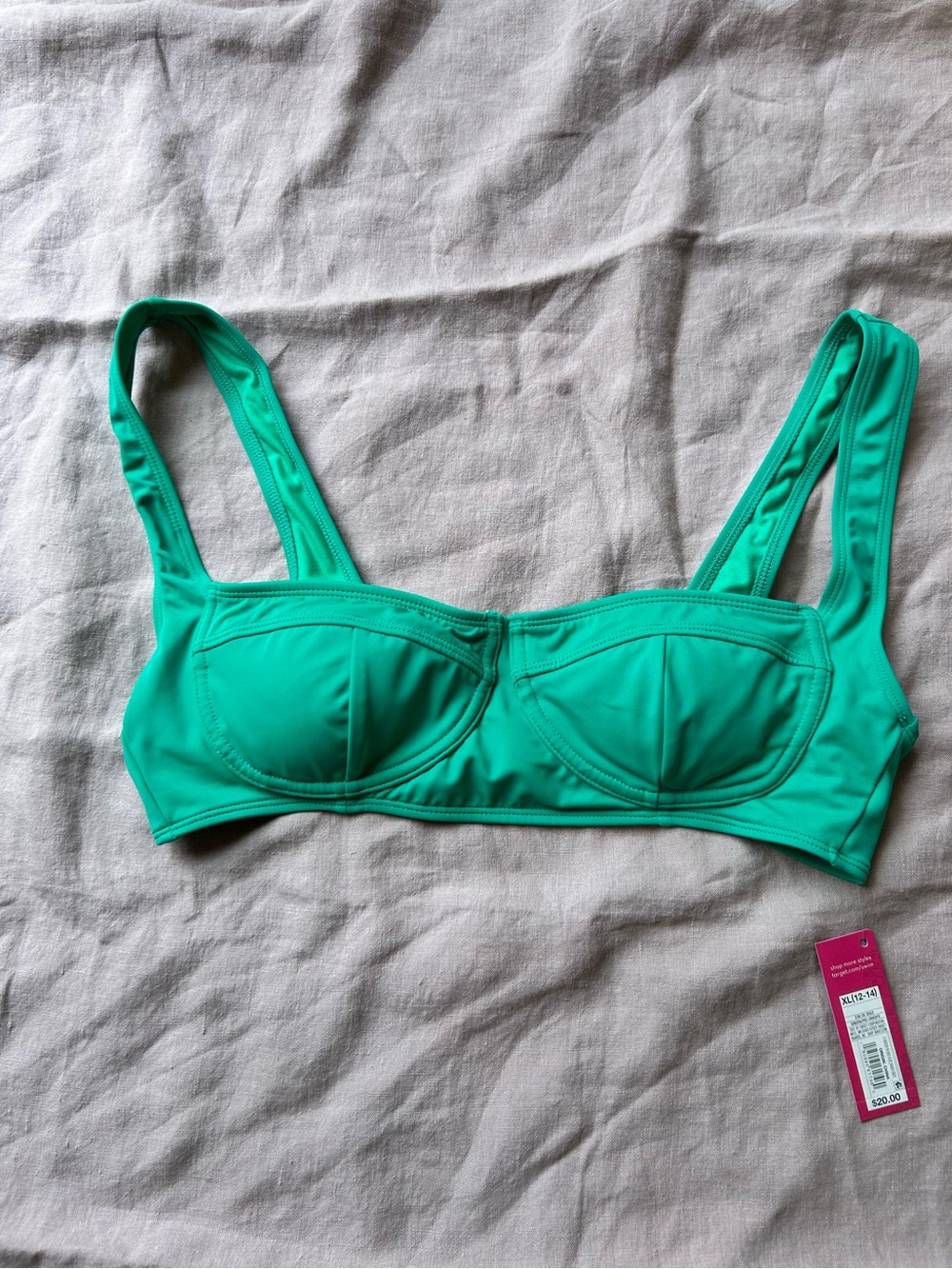NWT! Xhileration Bright Green Swimsuit Top with Back Clasp! Size XL(12-14)